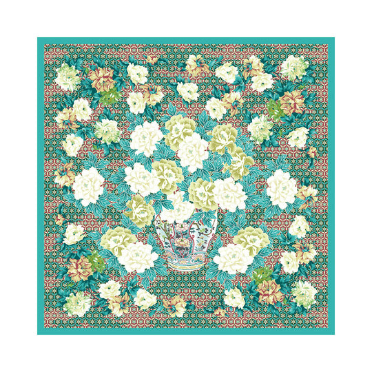 Grand foulard Tessago in seta raso 100% verde