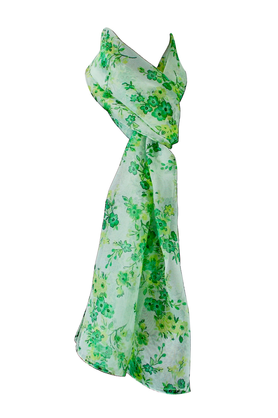 Green 100% Polyester Chiffon Scarf 45x180 cm