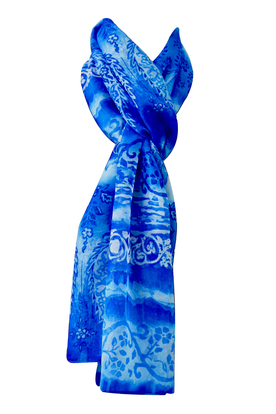 Royal Blue 100% Polyester Chiffon Scarf 45x180 cm
