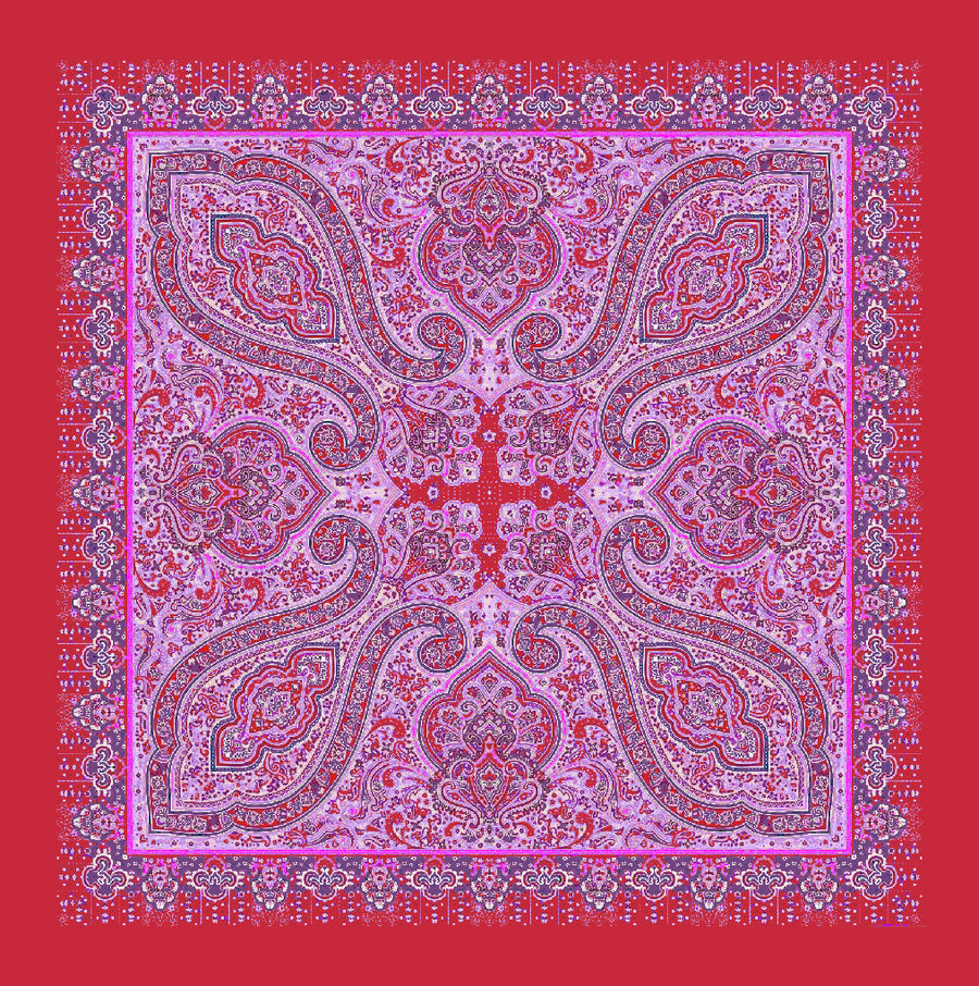 Scialle Tessago in lana 100% rosso fragola