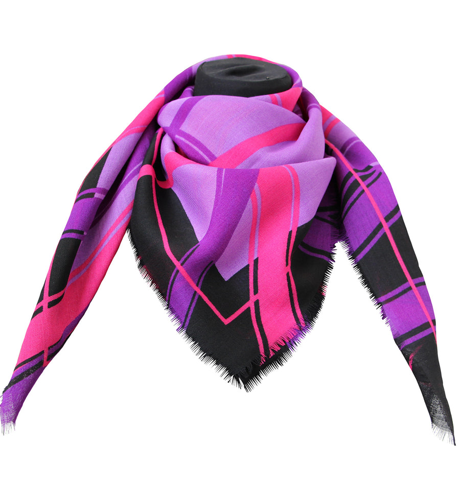 Foulard lana 100 % dis 2741 variante Nero Fuxia