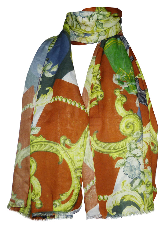 Wool blend stole design 57693 variant 2 rust