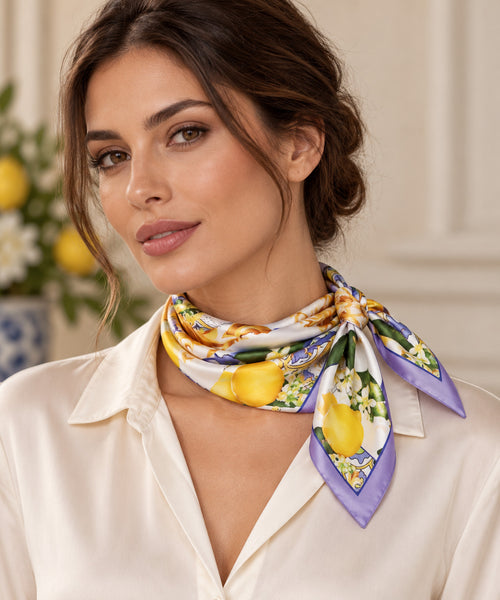 Foulard Poly 100% 71272 Lilla - Dis. A — foto Tessago indossata