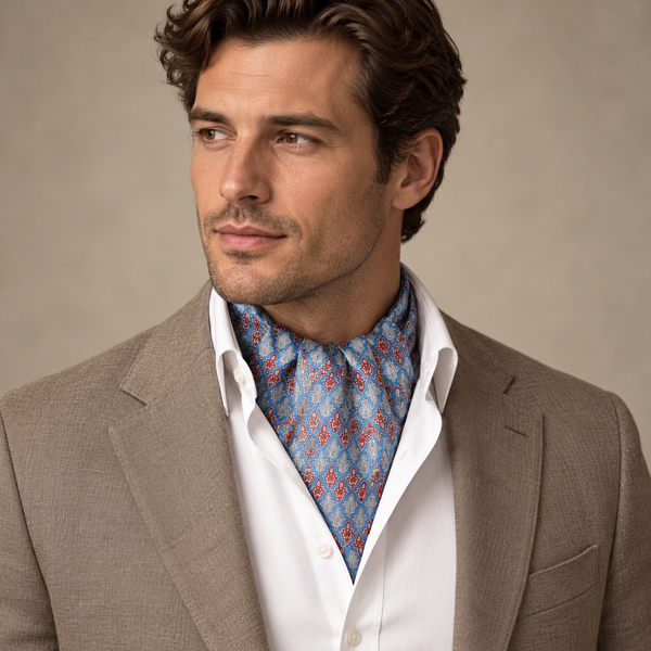 Ascot Seta 100% Dis 57280 var Azzurro Polvere — indossato, foto Tessago