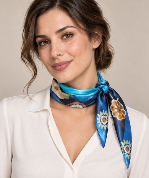 Foulard Poly 100% Dis 60550 var 3 — indossato, foto Tessago