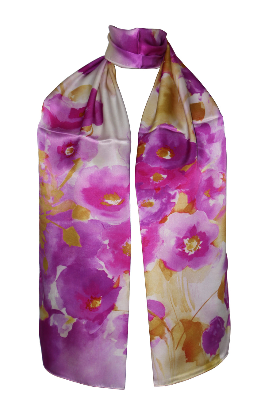 Sciarpa Tessago in seta raso 100% viola 45x180 cm