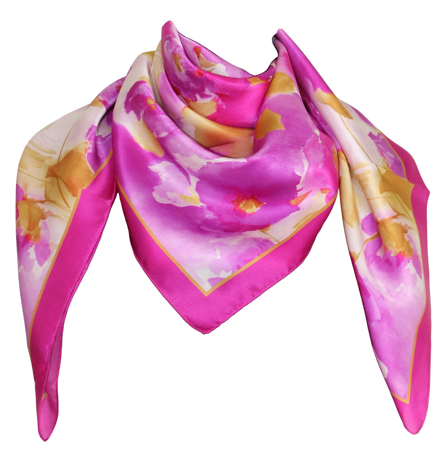 Foulard Tessago in raso di seta 90x90 fucsia, disegno 57698