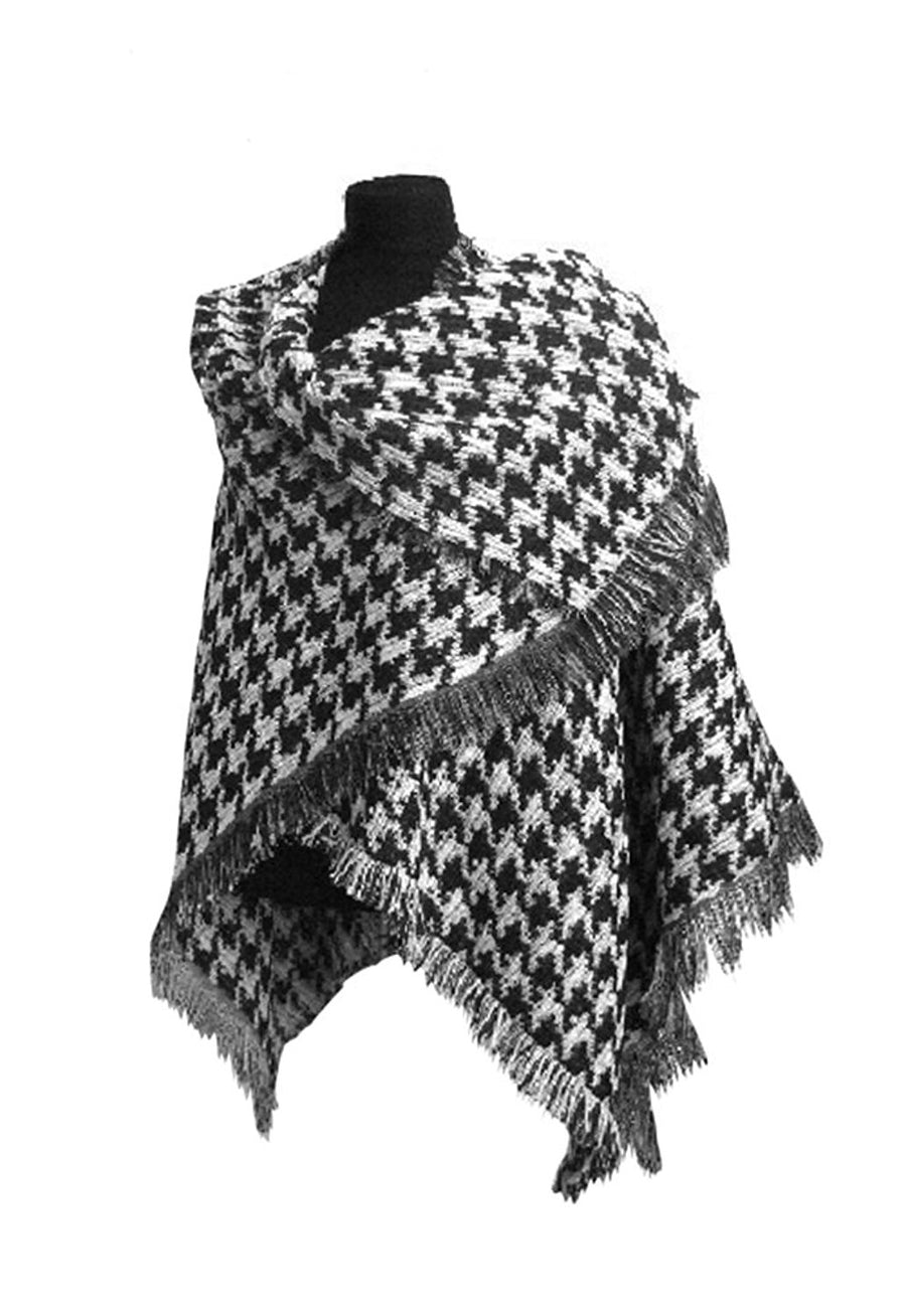 Poncho multi composizione wv 46% ,wo 27% ,pc 27% Jacquard disegno  pied pool