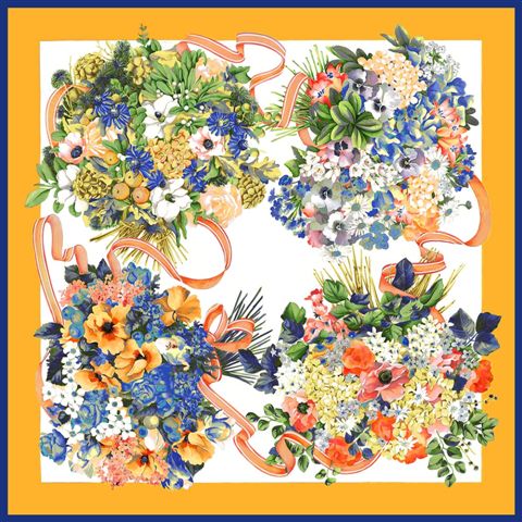 Foulard Tessago in seta 100% 90x90 giallo, disegno 92624