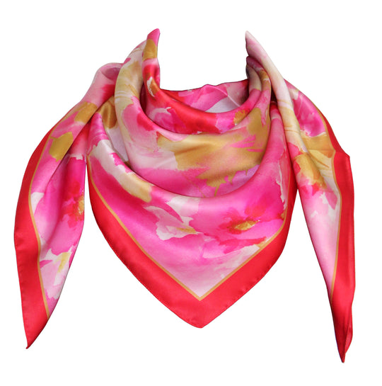Foulard Tessago in raso di seta 90x90 rosa, disegno 57698