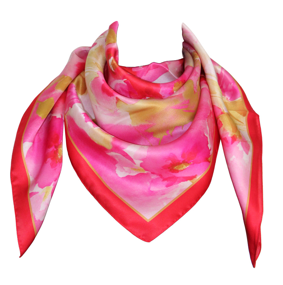 Foulard Tessago in raso di seta 90x90 rosa, disegno 57698