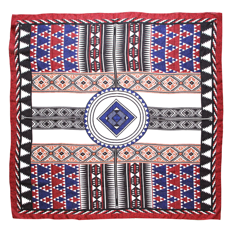 Grand foulard Tessago in voile poliestere con disegno folk
