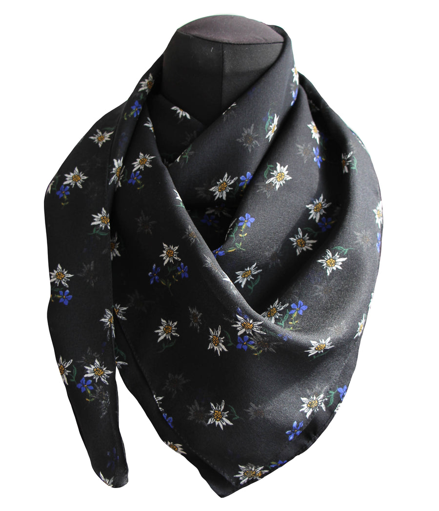 Foulard Poly 100% voile dis Stella alpina variante nero