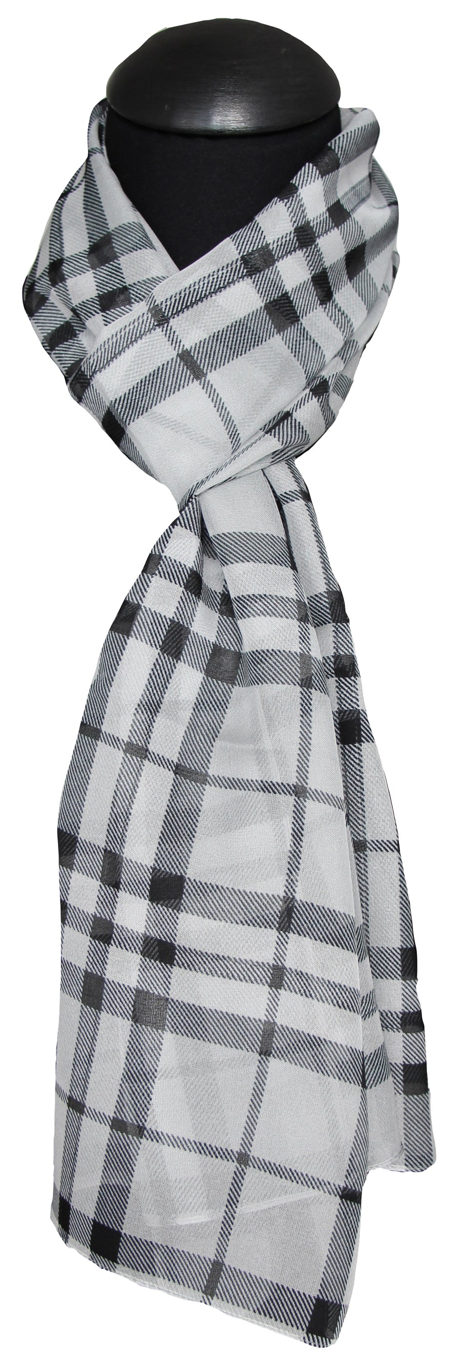 Sciarpina poly 100% Voile disegno scozzese var Grigio