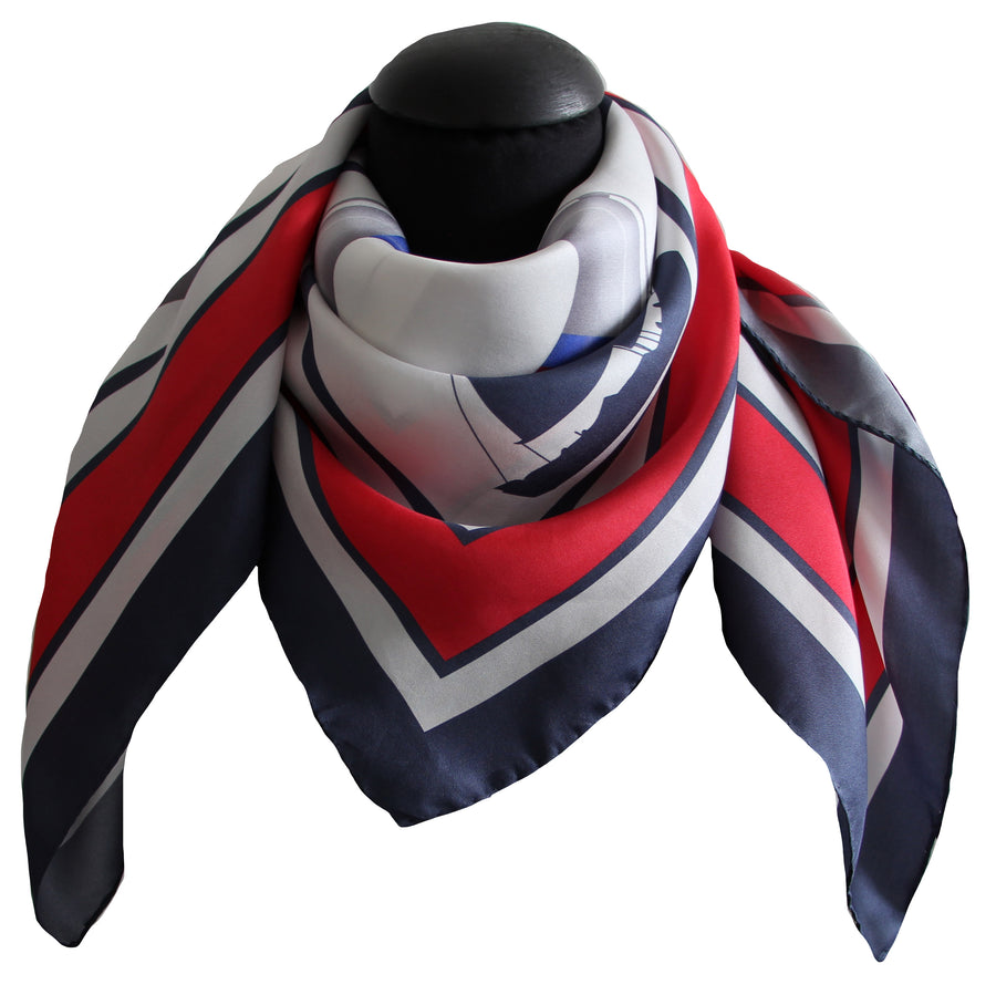 Foulard Tessago in seta twill 90x90 nautico rosso e blu