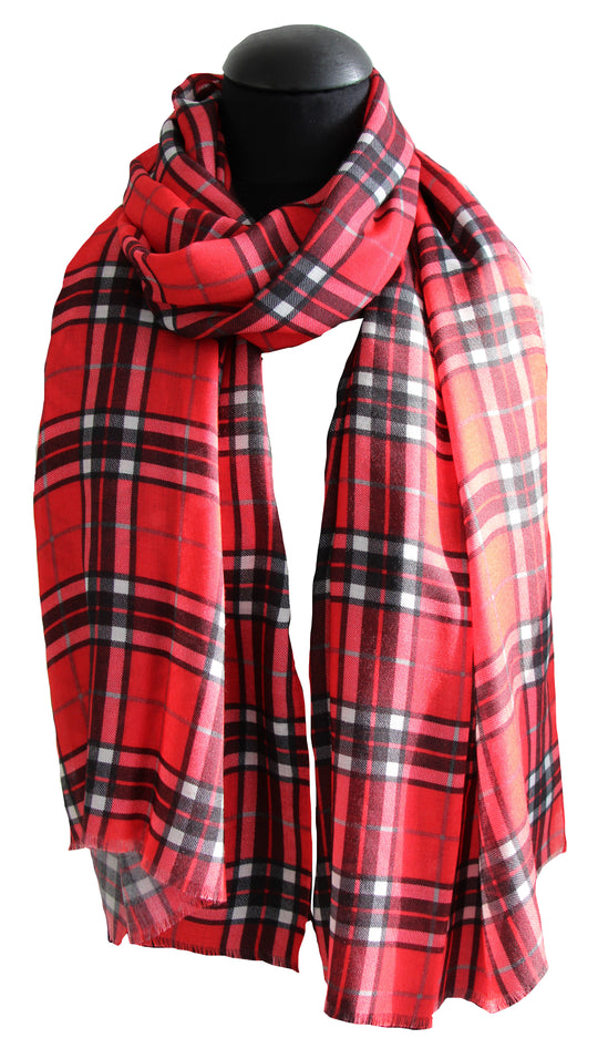 Red Tartan 100% Modal Scarf 60x180 cm
