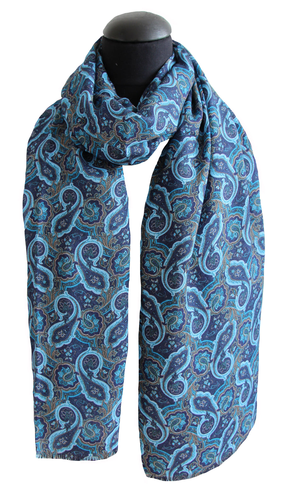 Light Blue Paisley 100% Modal Scarf 60x180 cm