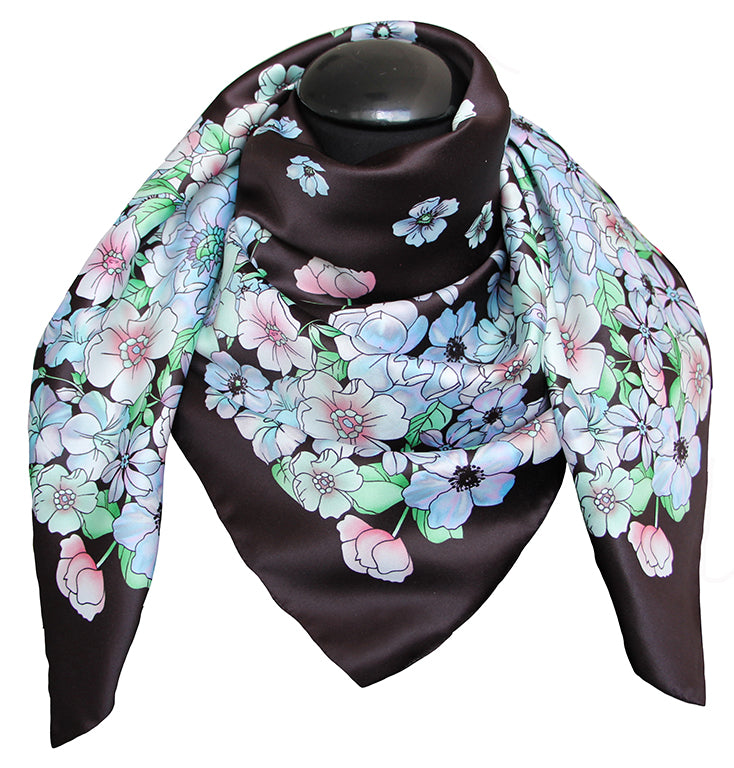Foulard Poly 100%  dis 62678 var nero - azzurro