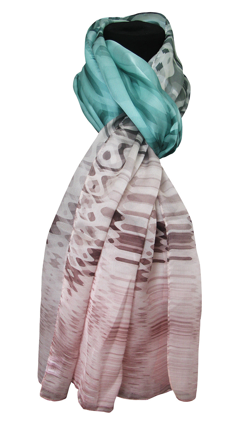 Stola Tessago in seta raso 100% verde grigio rosa 70x190 cm