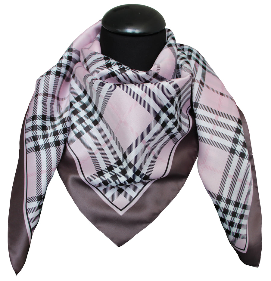 Foulard Poly 100% dis 62689 var grigio rosa