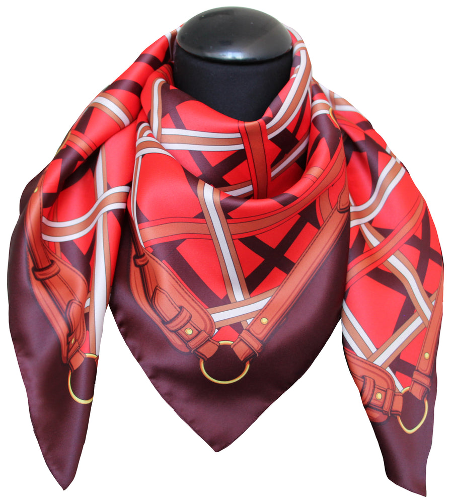 Foulard poly 100 %  dis 62687 var 5 bordeaux-rosso