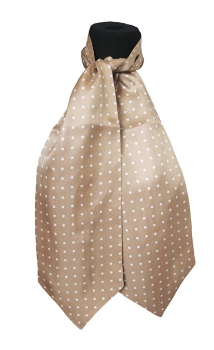 Ascot Tessago in seta 100% a pois crema e bianco