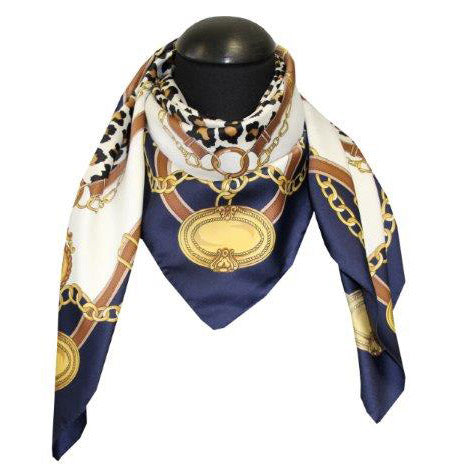 Foulard poly 100 % dis 62101 var 5 blu - bianco