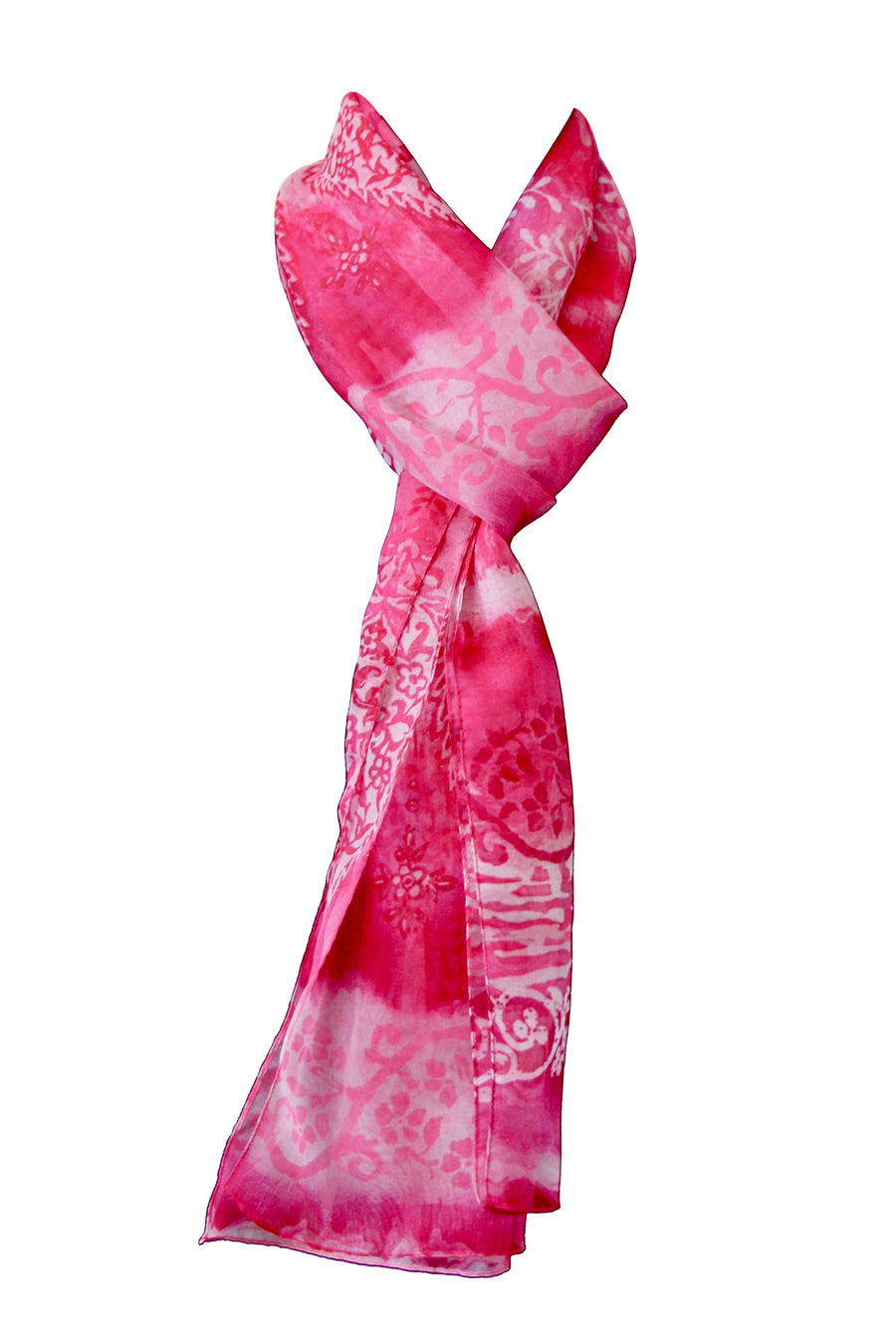 Pink 100% Polyester Chiffon Scarf 45x180 cm – Design 54071