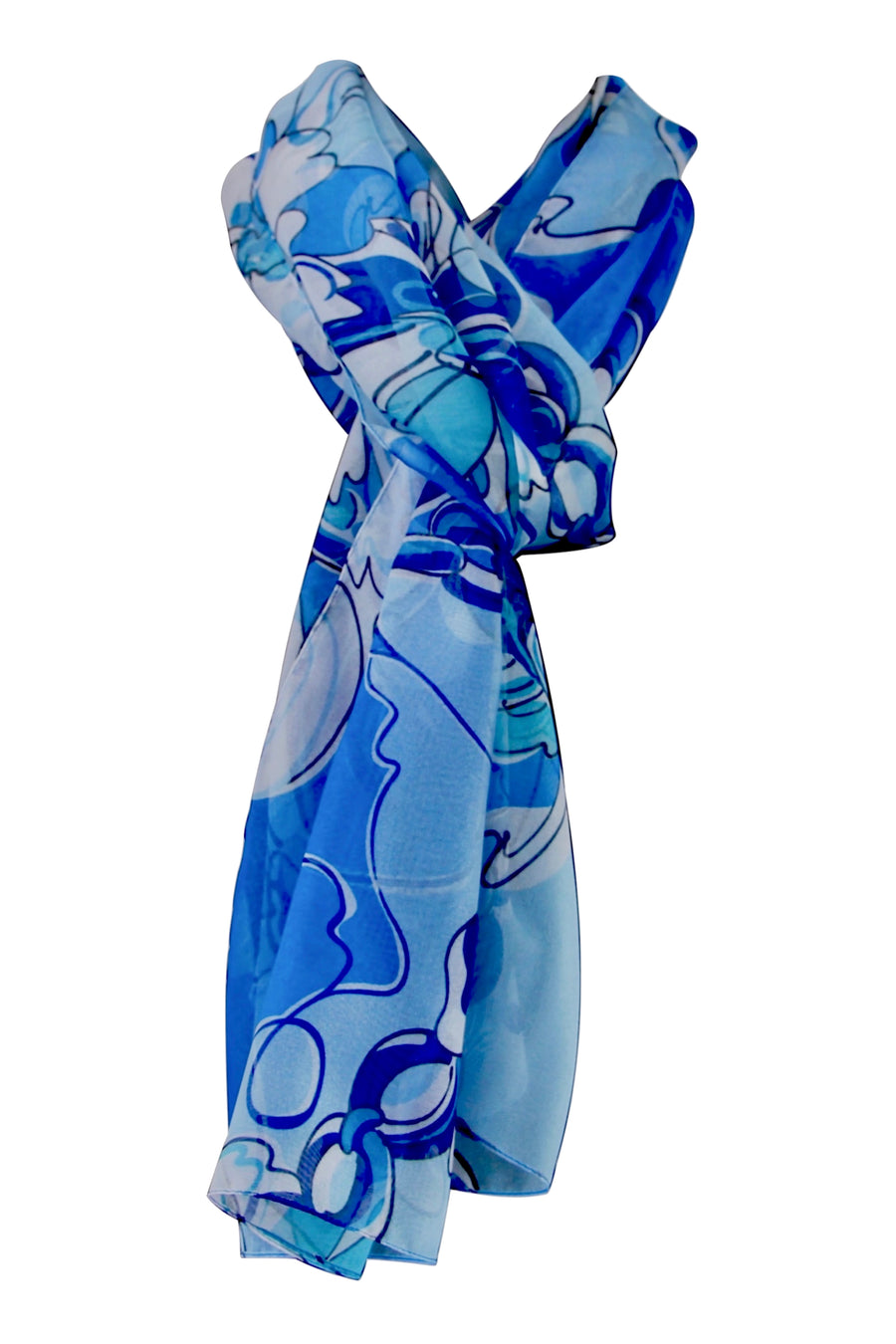 Stola Chiffon poly 100 %  dis 54357 var 20 azzurro
