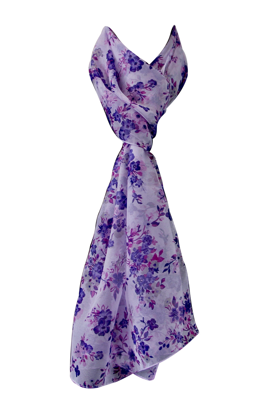 Lilac 100% Polyester Chiffon Scarf 45x180 cm