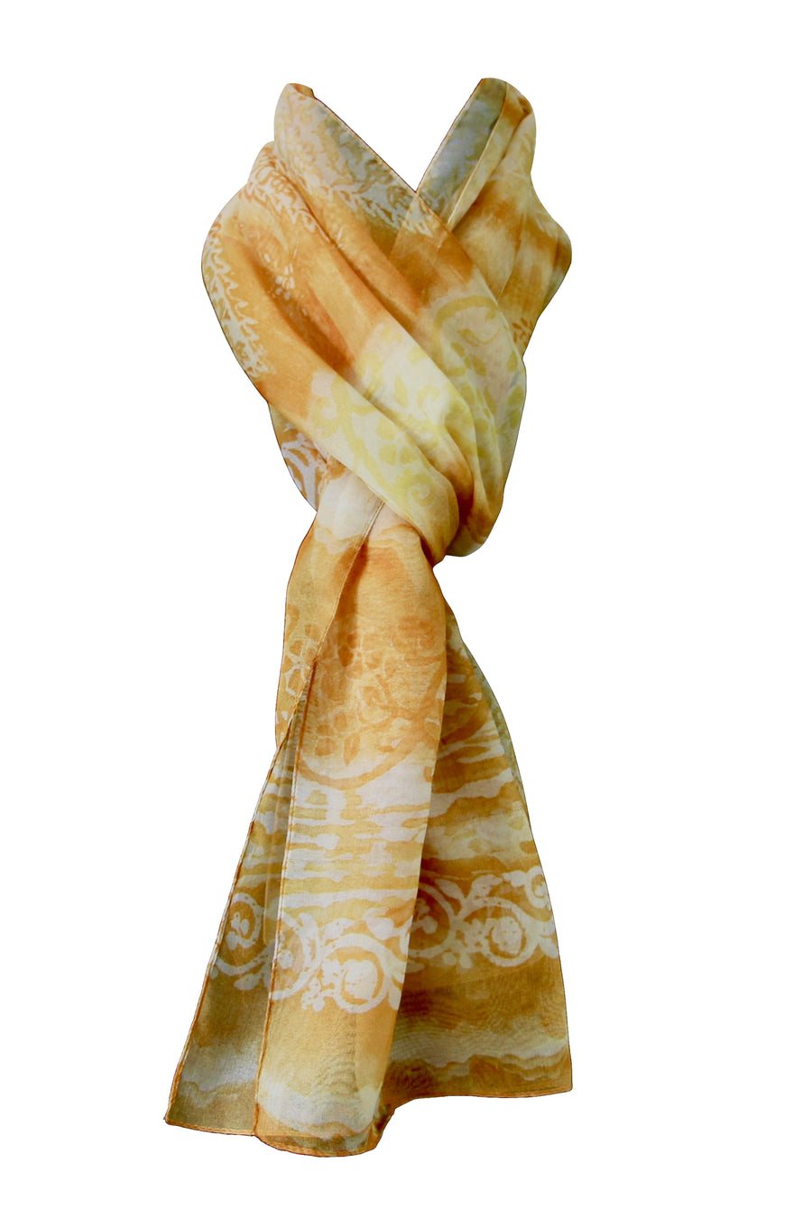 Yellow 100% Polyester Chiffon Scarf 45x180 cm