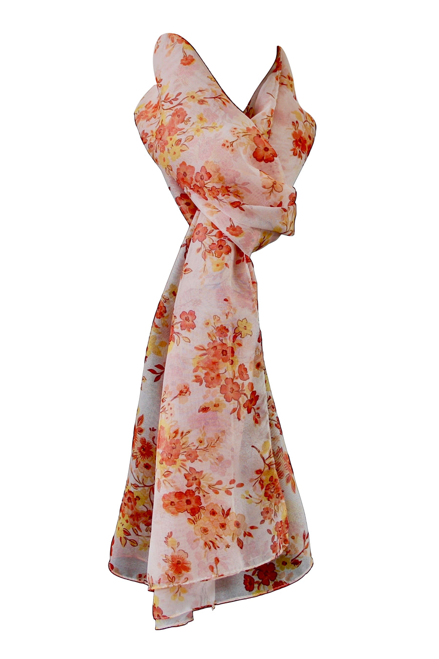 Orange 100% Polyester Chiffon Scarf 45x180 cm