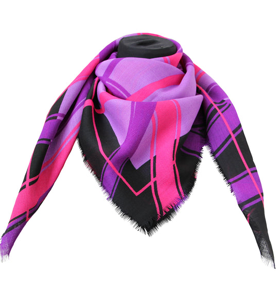 100% wool scarf dis 2741 variant Black Fuchsia
